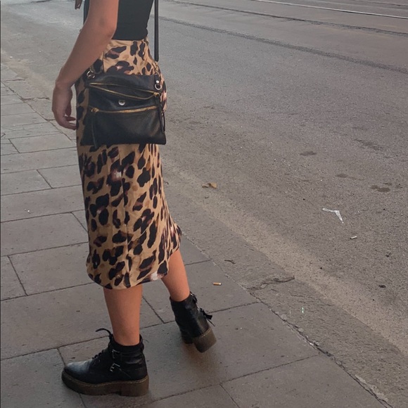 Leopard Midi Satin Effect Skirt - Picture 3 of 5